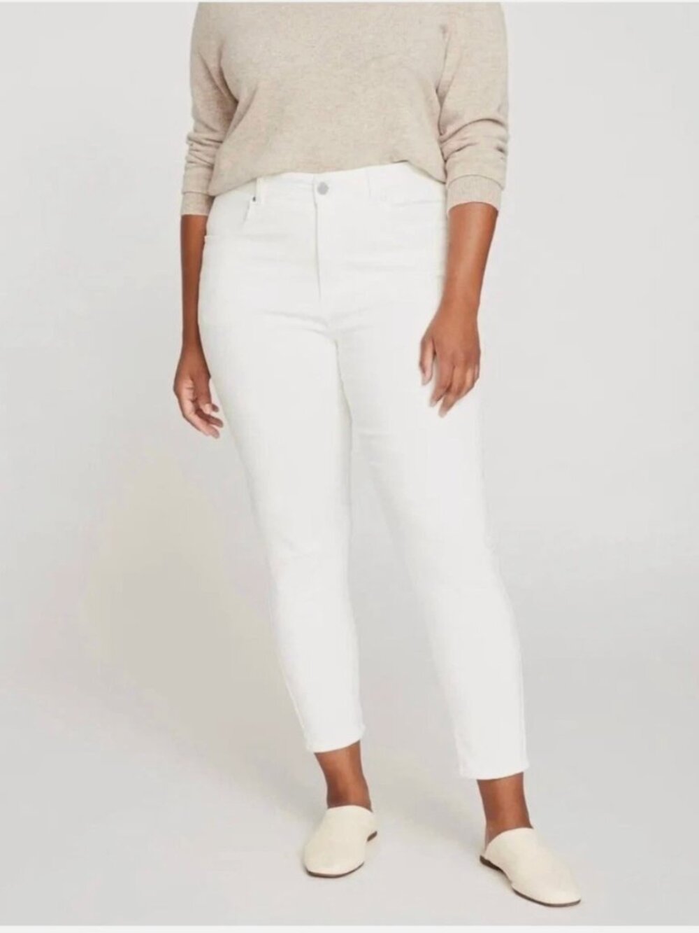 Universal Standard White Seine High Rise Jeans Sz 14